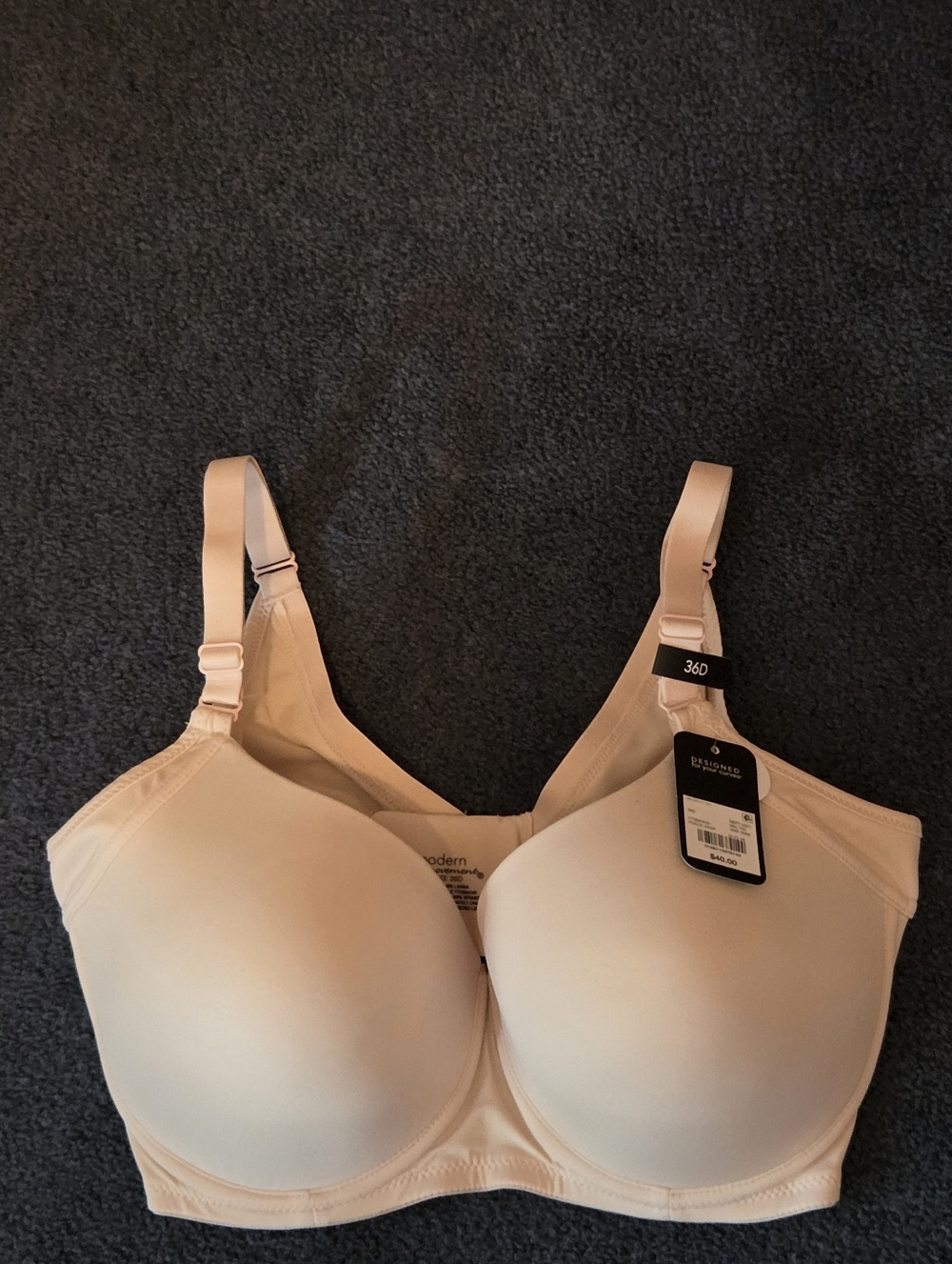 Modern Movement BACK SMOOTHER Nude Full-Coverage Bra - Size 36D NWT